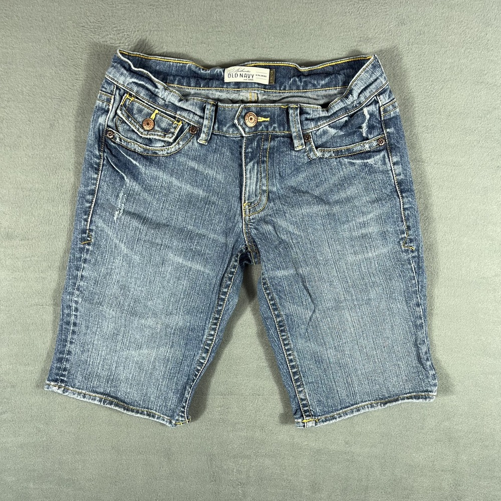Old‎ Navy Women's Size 6 Ultra Low Rise Denim Shorts Blue Distressed Stretch